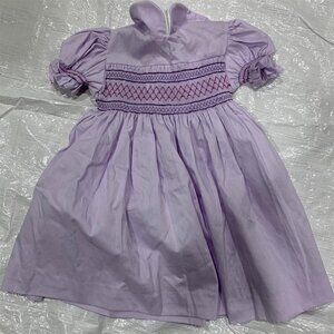 LIKE NEW Vintage 1950s BabyGirl Dress 12-18M? Purple Smocked Knee Length, Collar